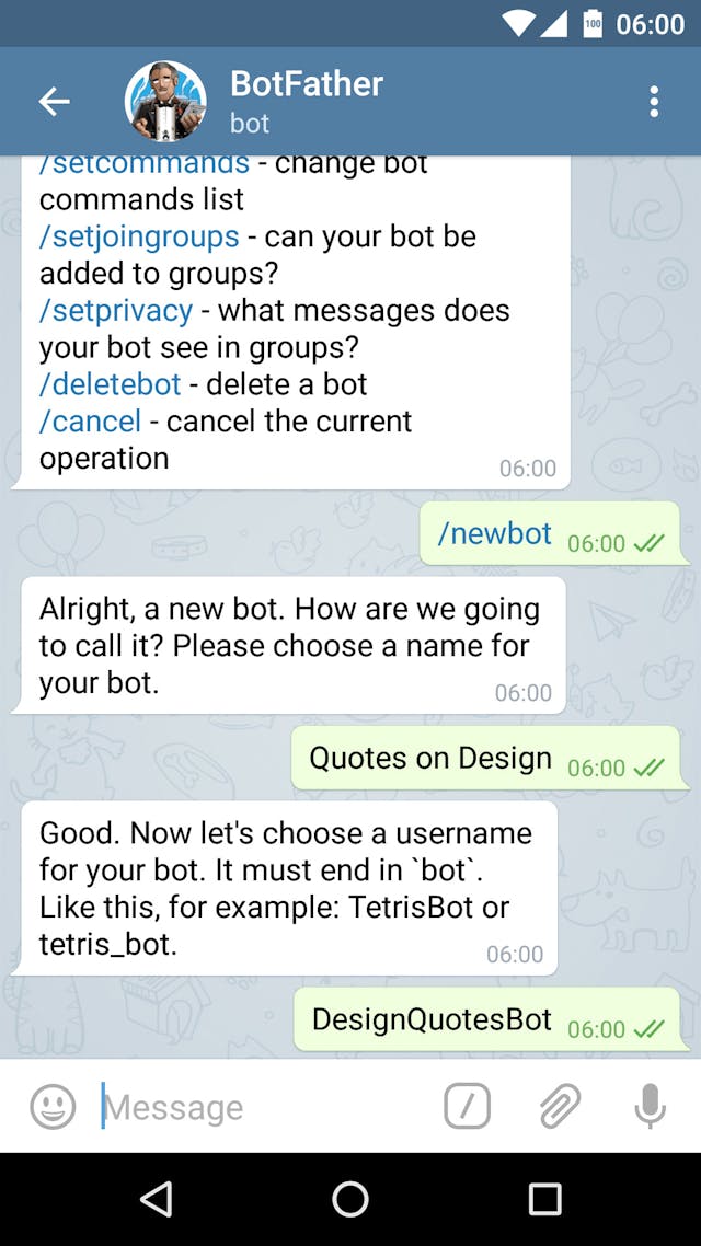 Give your bot a username